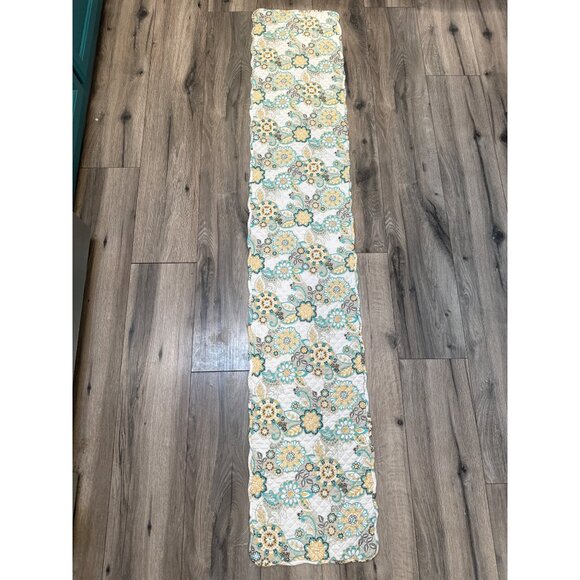 Waverly Home Floral Quilted Table Runner 69" X 12" Polyester Reverse - Picture 4 of 5